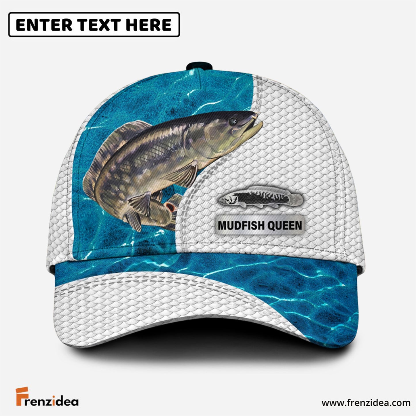 Frenzidea Custom Name Bowfish Fishing Blue Water Cap