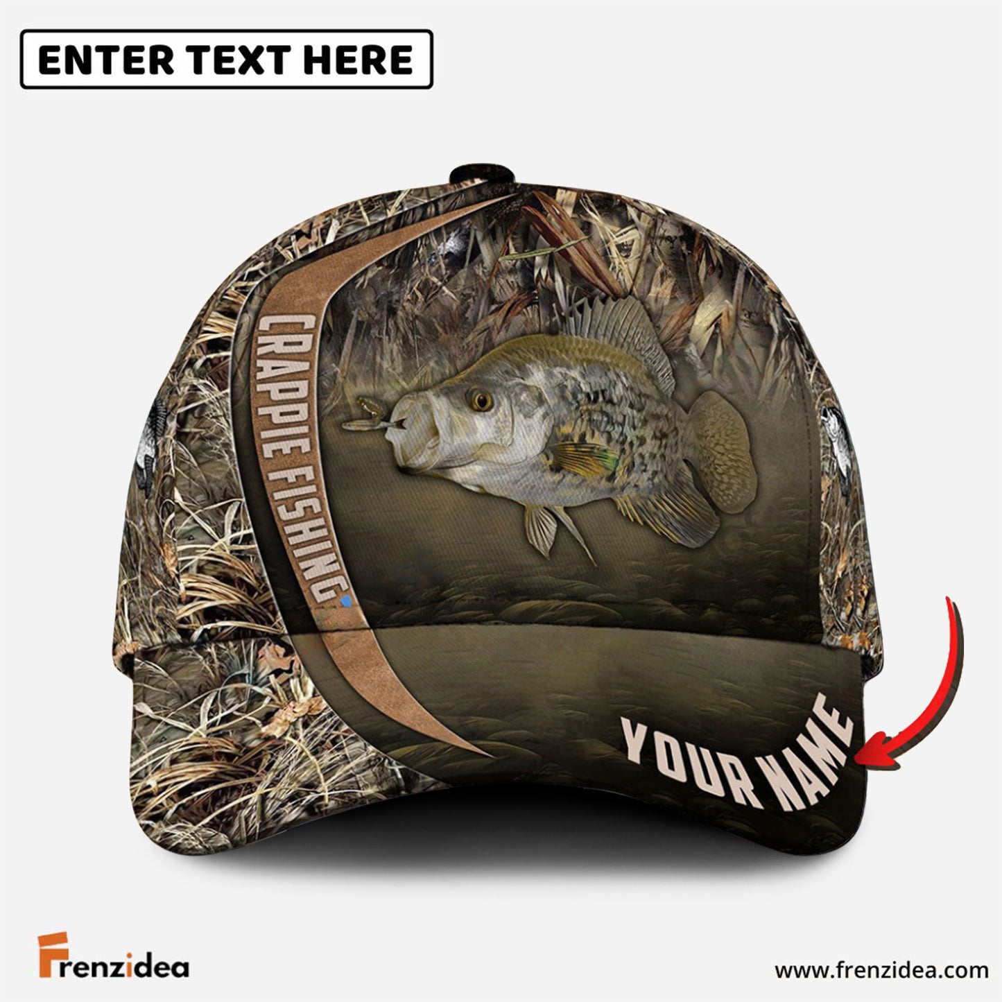Frenzidea Personalized Crappie Fishing Grass Nature Classic Cap
