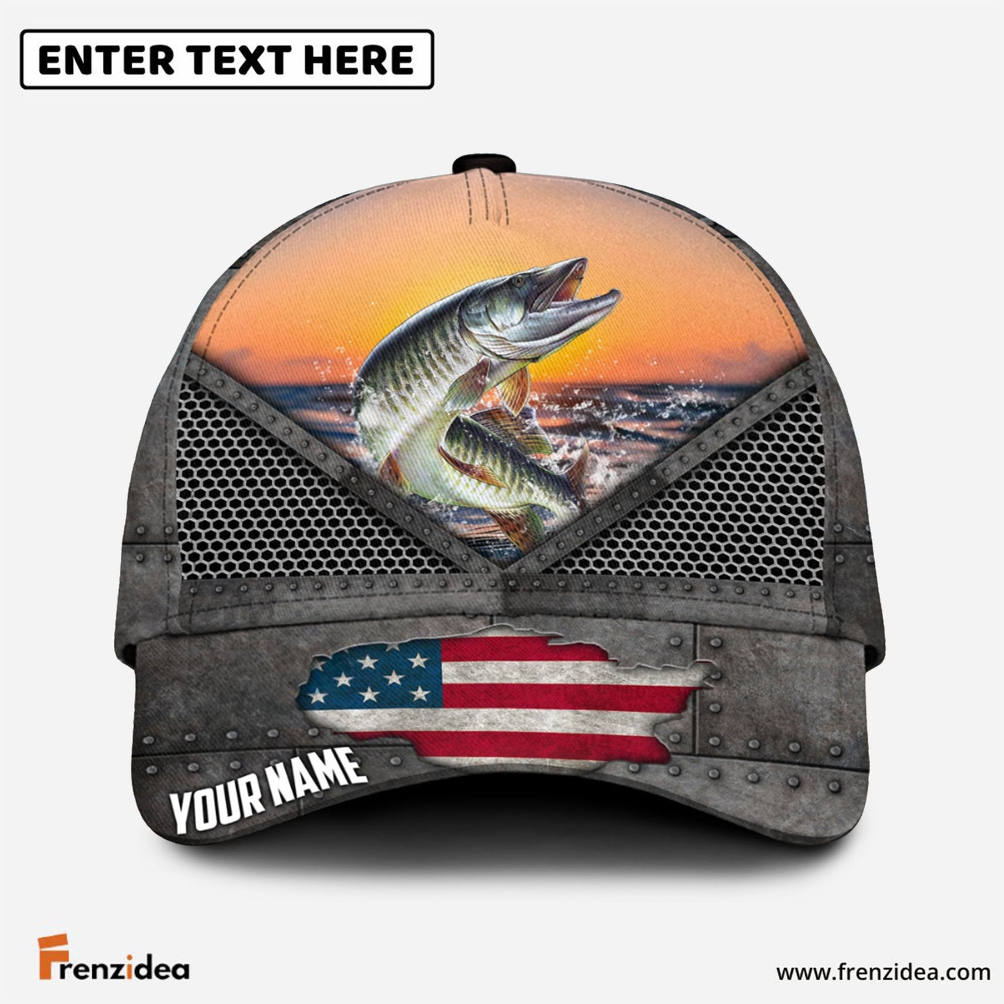 Frenzidea Musky Fishing Sunset Personalized Cap
