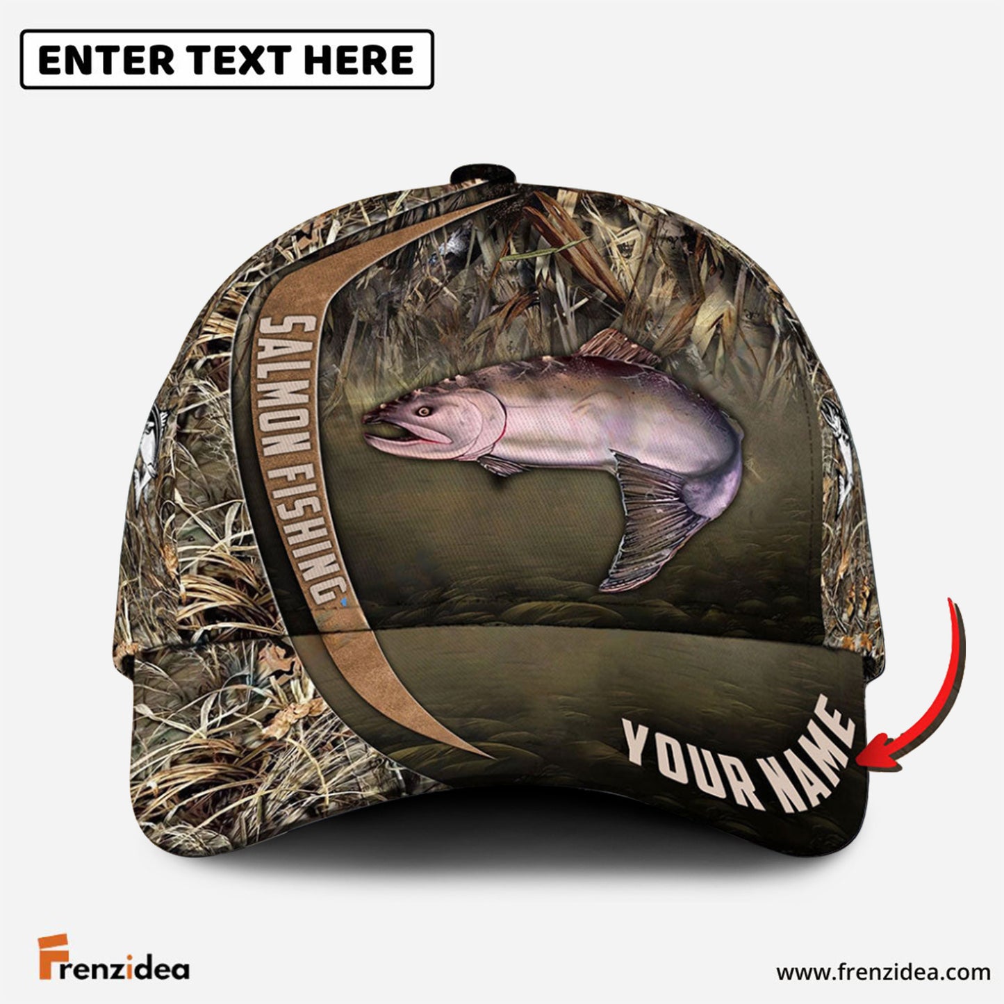 Frenzidea Personalized Salmon Fishing Grass Nature Classic Cap