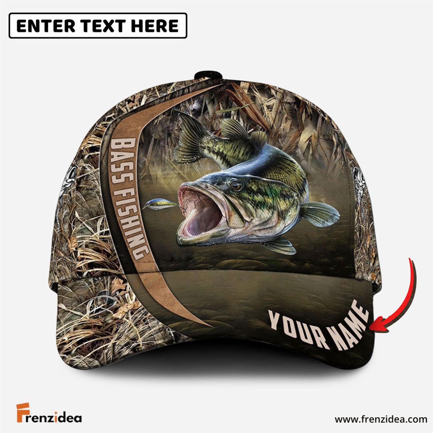 Frenzidea Personalized Bass Fishing Grass Nature Classic Cap
