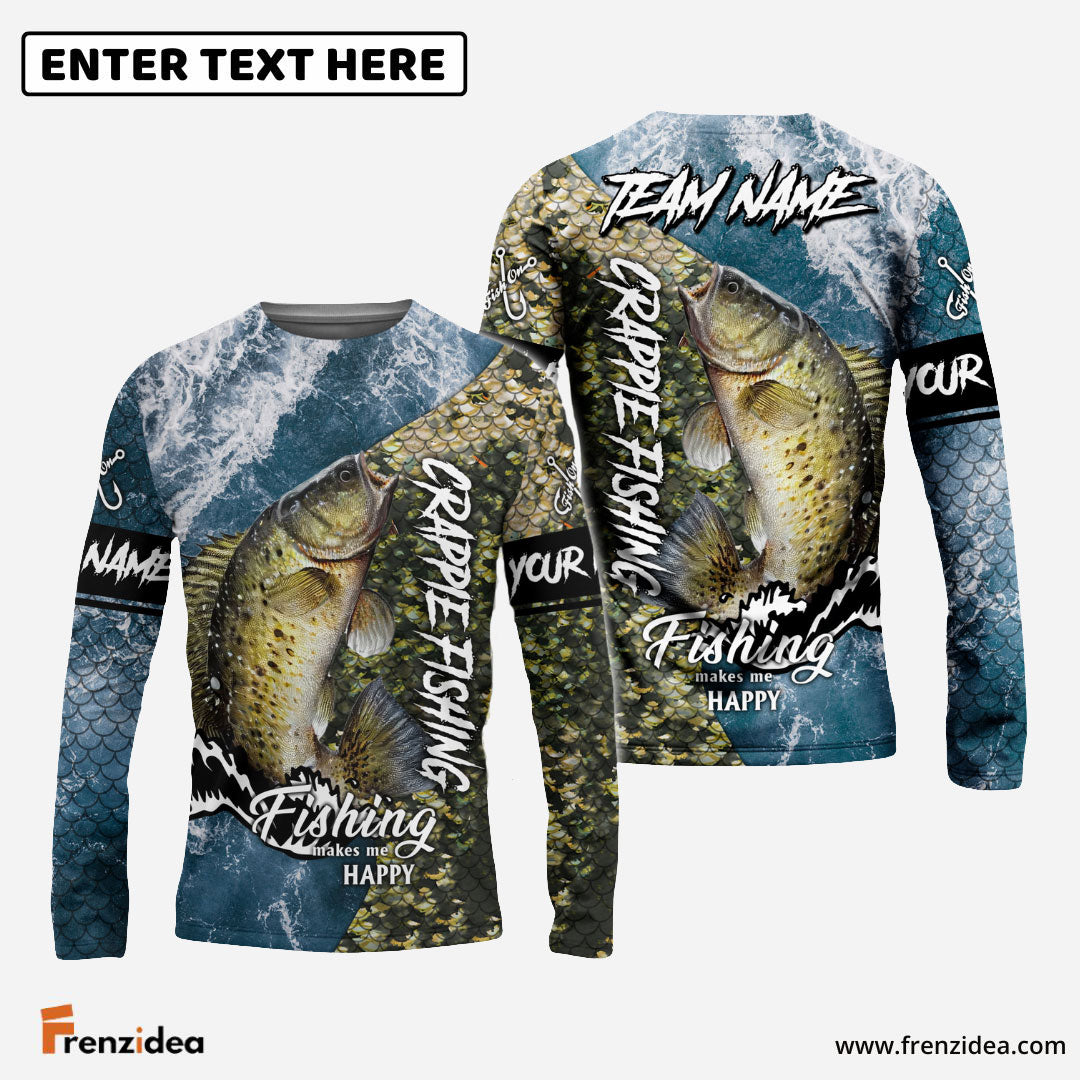 Frenzidea Crappie Fishing Skin Seawave Custom Name & Team Name 3D Shirts