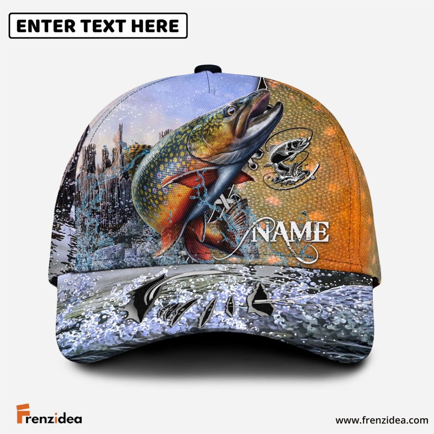 Frenzidea Personalized Clear Water Skin Trout Fishing Classic Cap