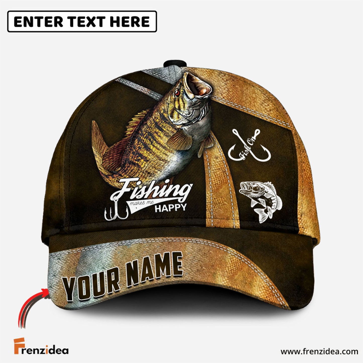 Frenzidea Personalized Smallmouth Bass Fishing Classic Cap