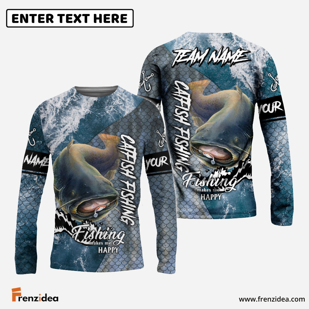 Frenzidea Catfish Fishing Skin Seawave Custom Name & Team Name 3D Shirts