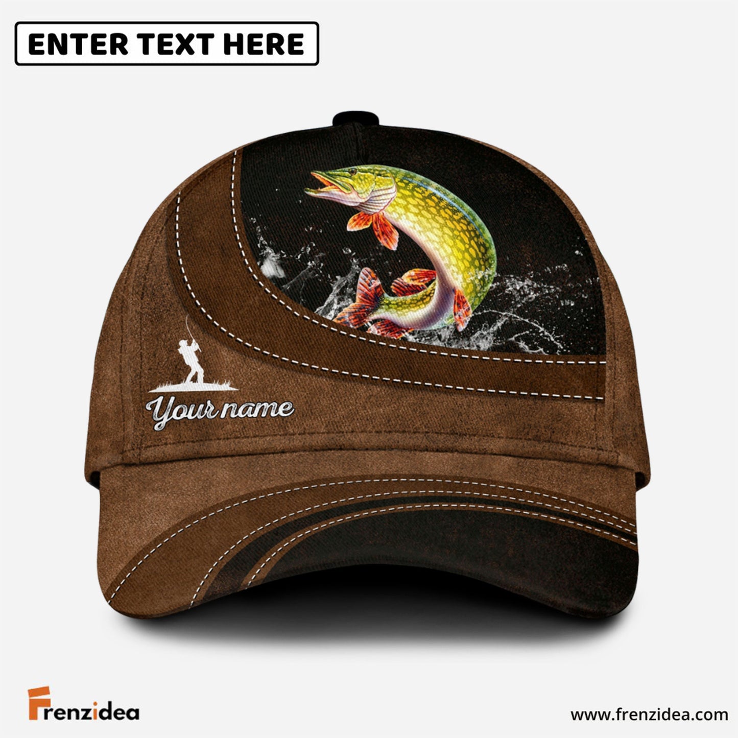 Frenzidea Custom Name Northern Pike Fishing Happiness Cap