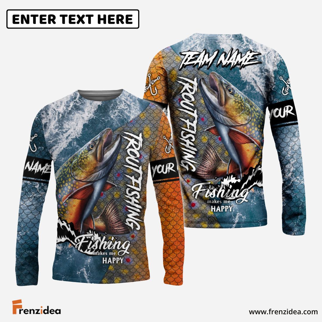 Frenzidea Trout Fishing Skin Seawave Custom Name & Team Name 3D Shirts