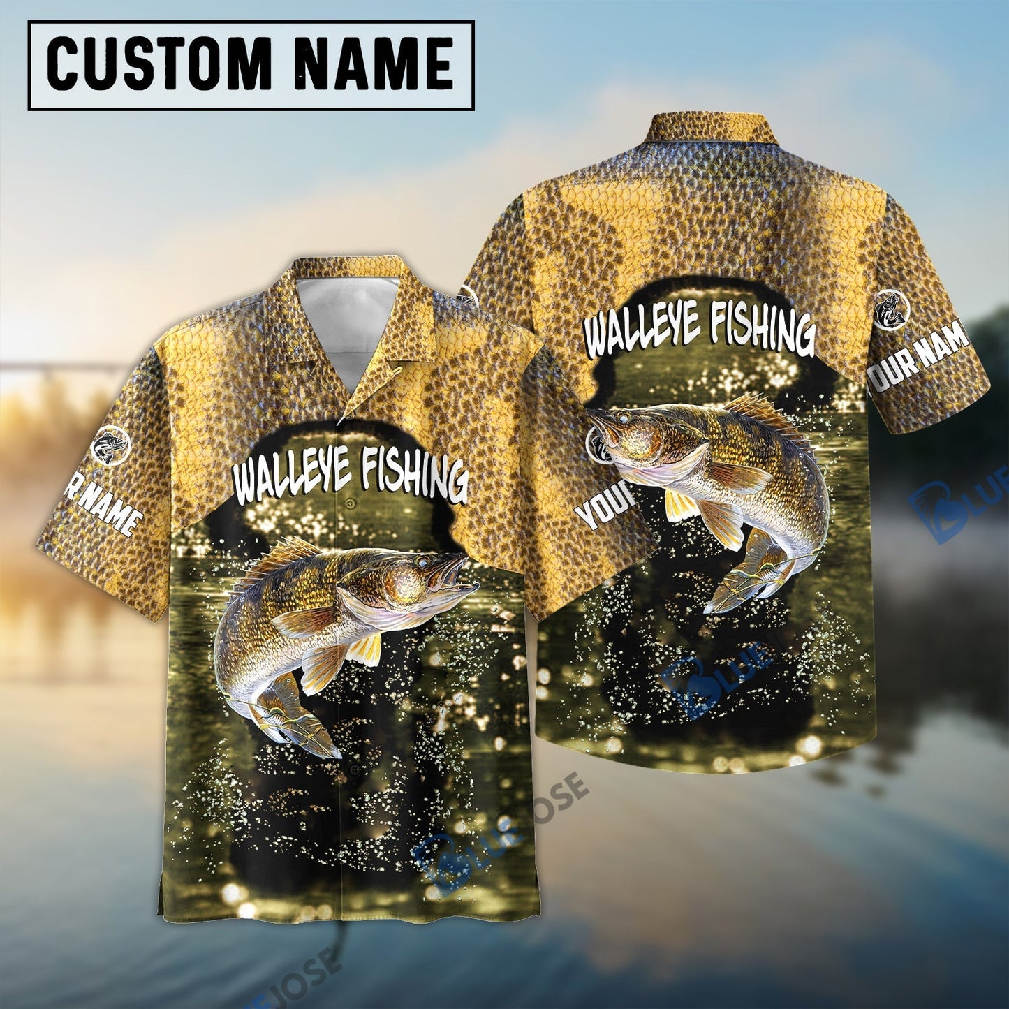 Frenzidea Walleye Fishing Skin Custom Long Sleeve Performance Fishing Long Sleeves
