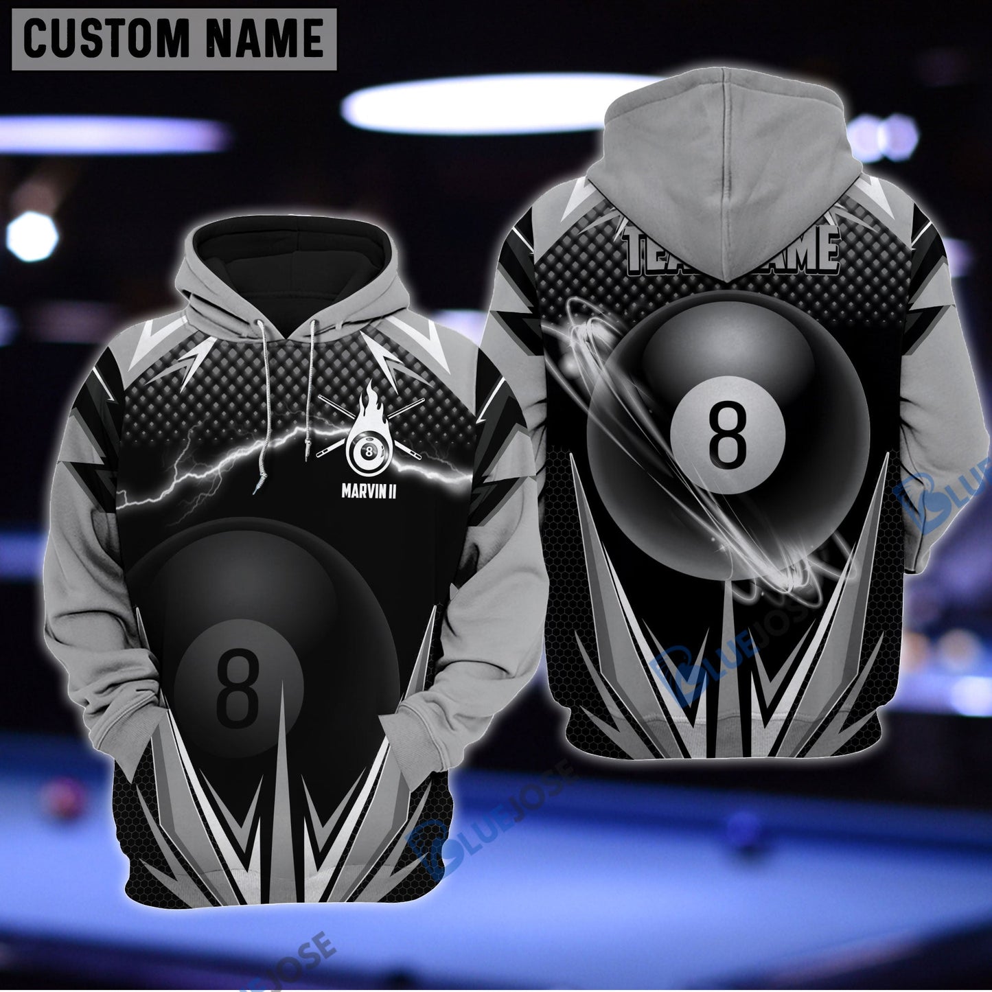 Frenzidea Gray Billiard Personalized Name, Team Name Unisex Shirt