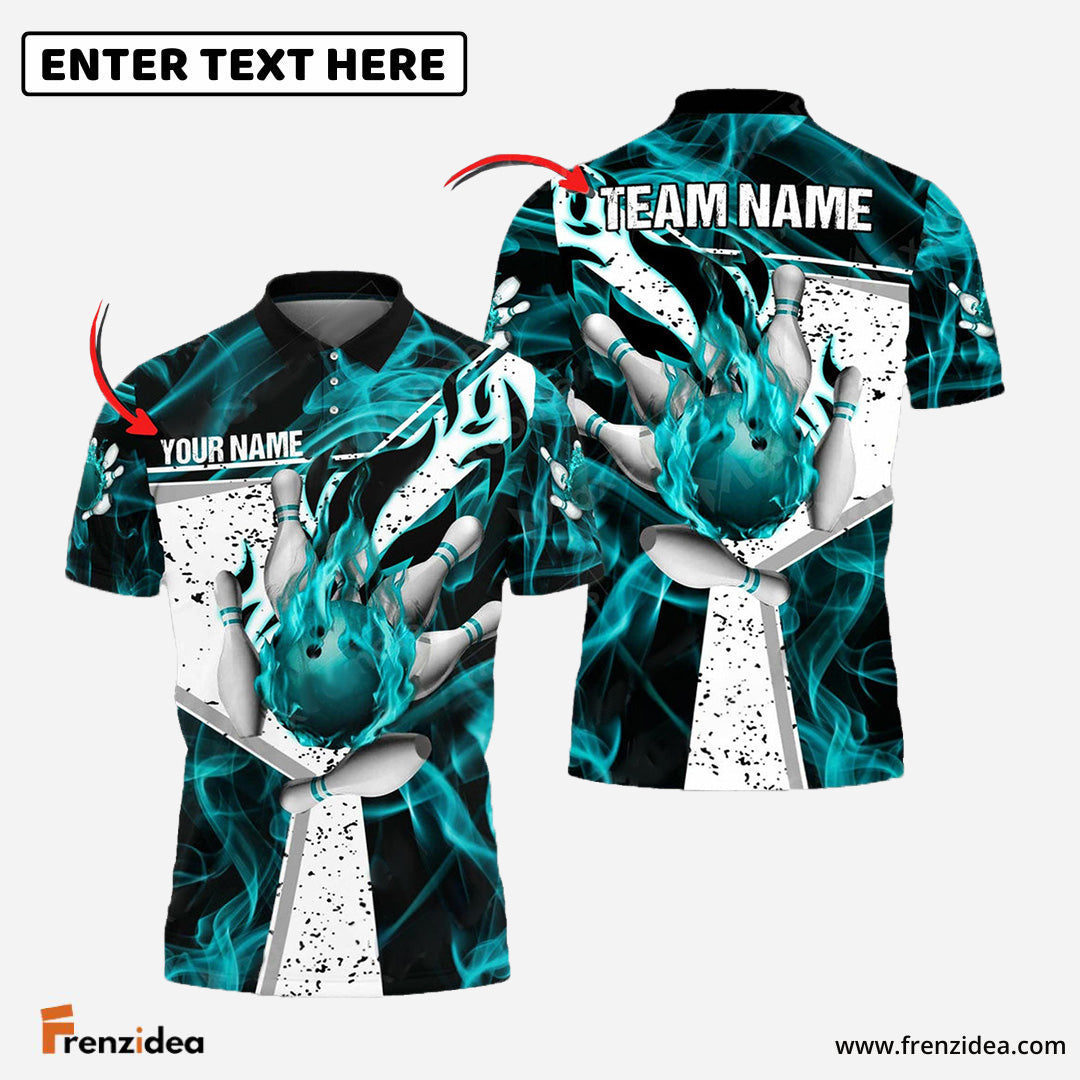 Frenzidea Bowling And Pins Fire Destroys Darkness Customized Name 3D Shirt ( 5 Colors)