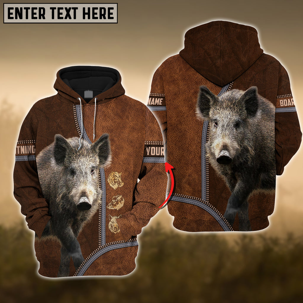 Frenzidea Boar Premium Zipper Leather Pattern Personalized 3D Hoodie