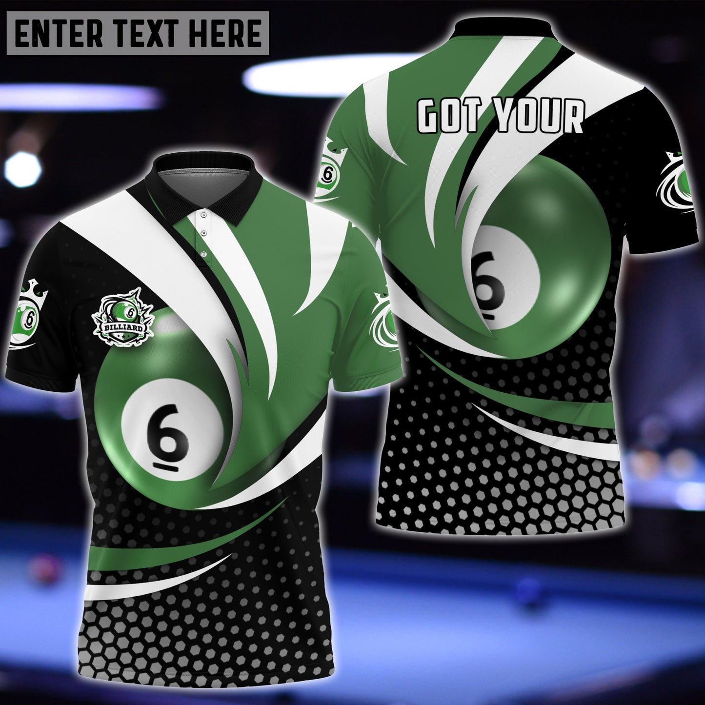 Frenzidea Personalized Billiard Ball 6 Player Polo Shirt