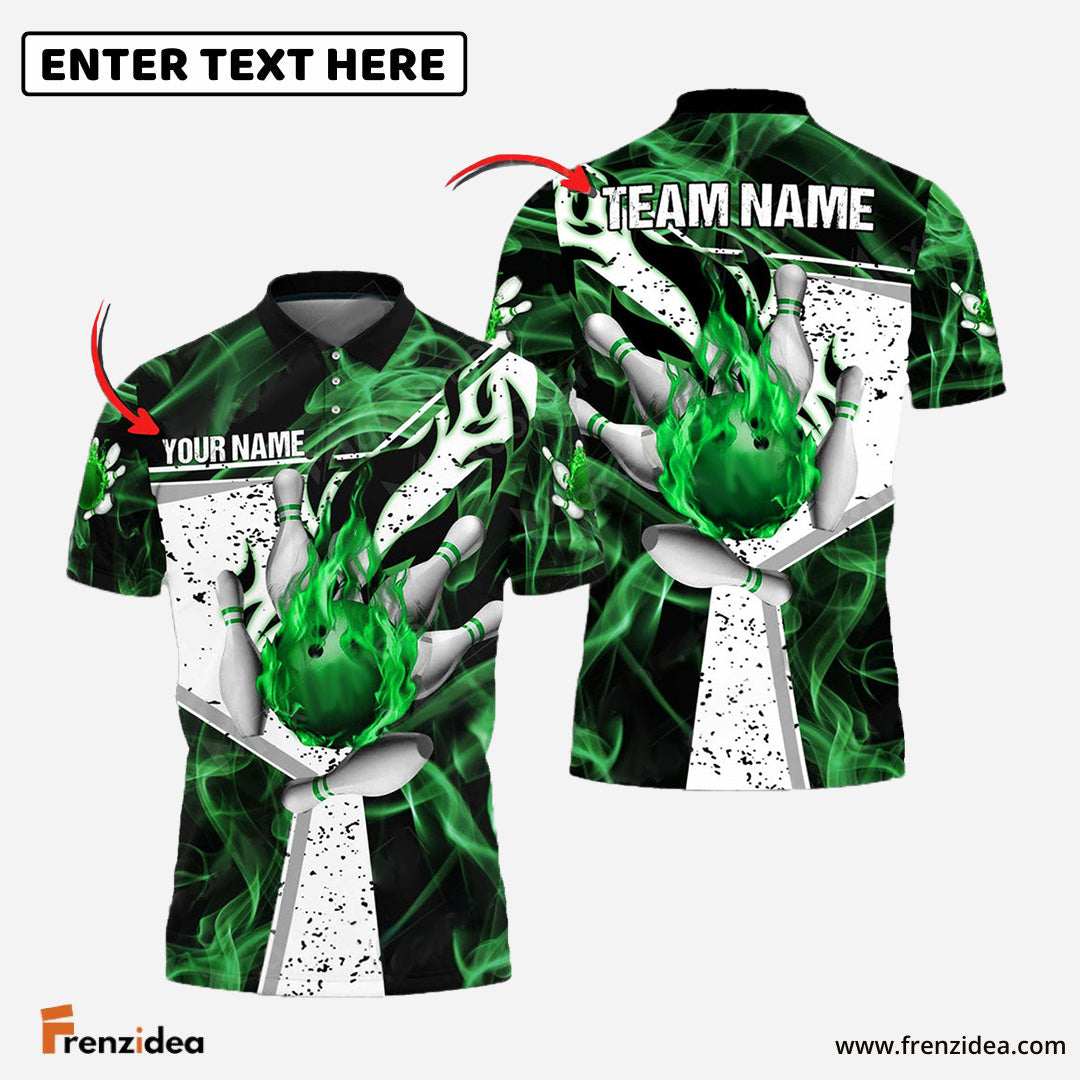 Frenzidea Bowling And Pins Fire Destroys Darkness Customized Name 3D Shirt ( 5 Colors)