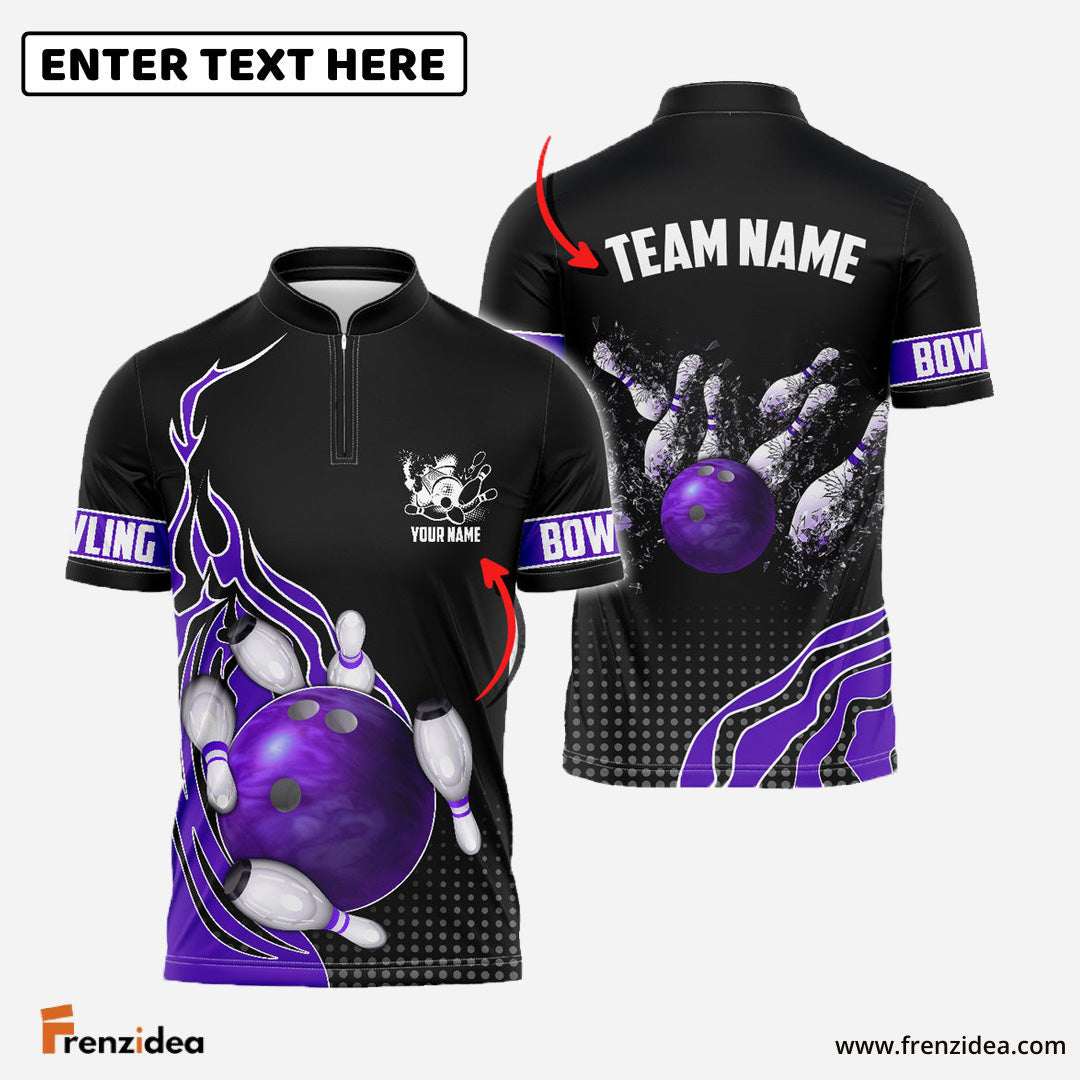 Frenzidea Bowling And Breaking Pins Multicolor Option Customized Name 3D Shirt