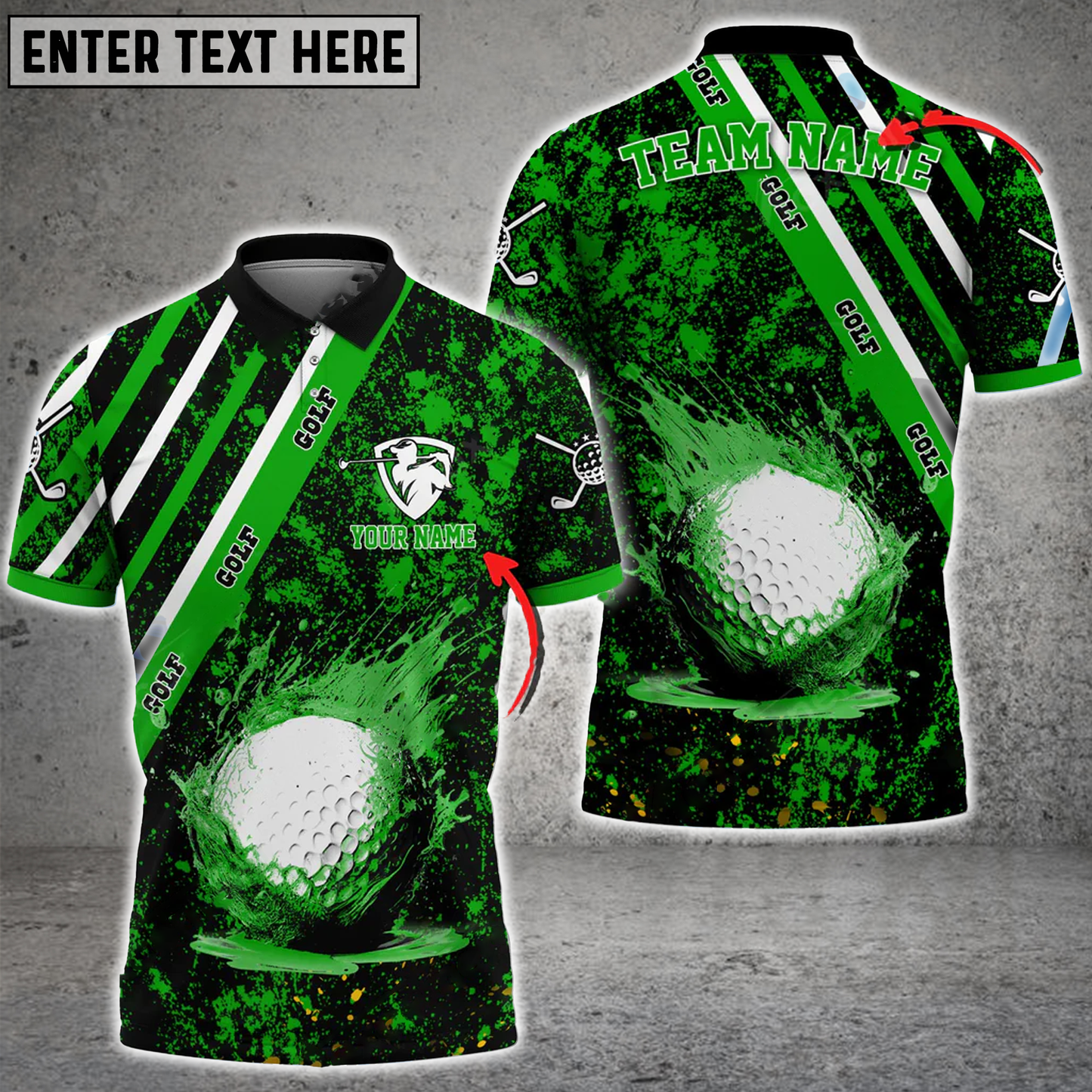 Frenzidea Golf Paint Splash Multicolor Customized Name 3D Shirt (4 Colors)