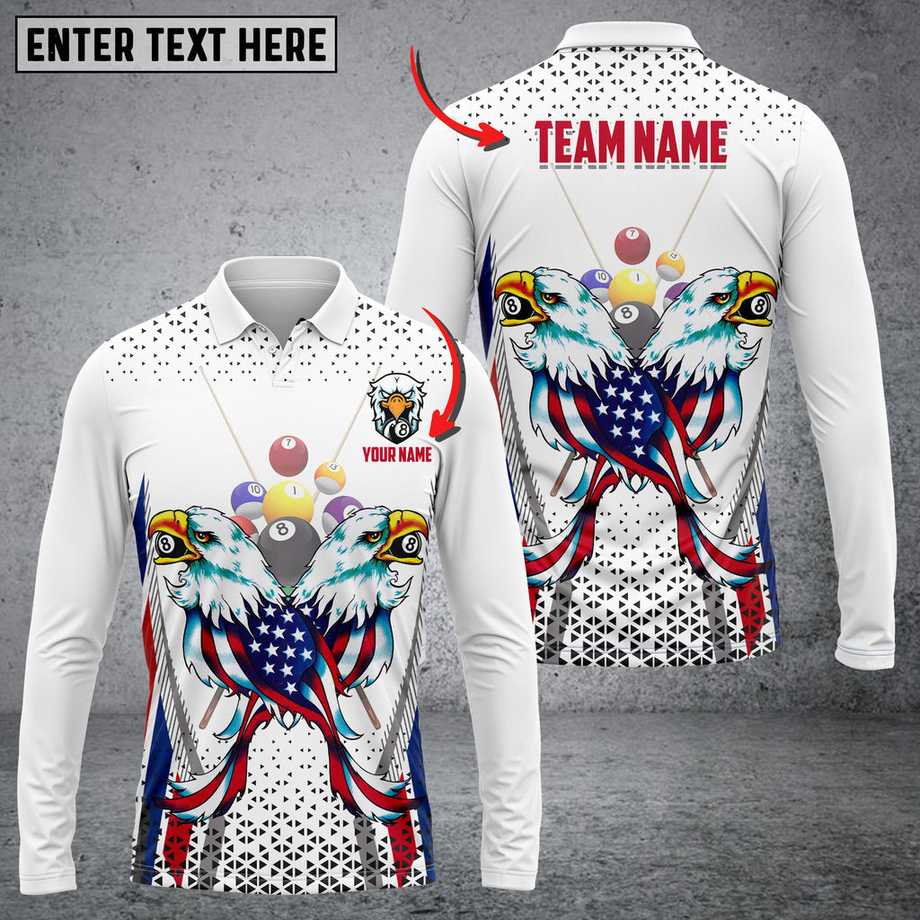 Frenzidea Billiard Eagle US Flag Personalized Name, Team Name Unisex Shirt