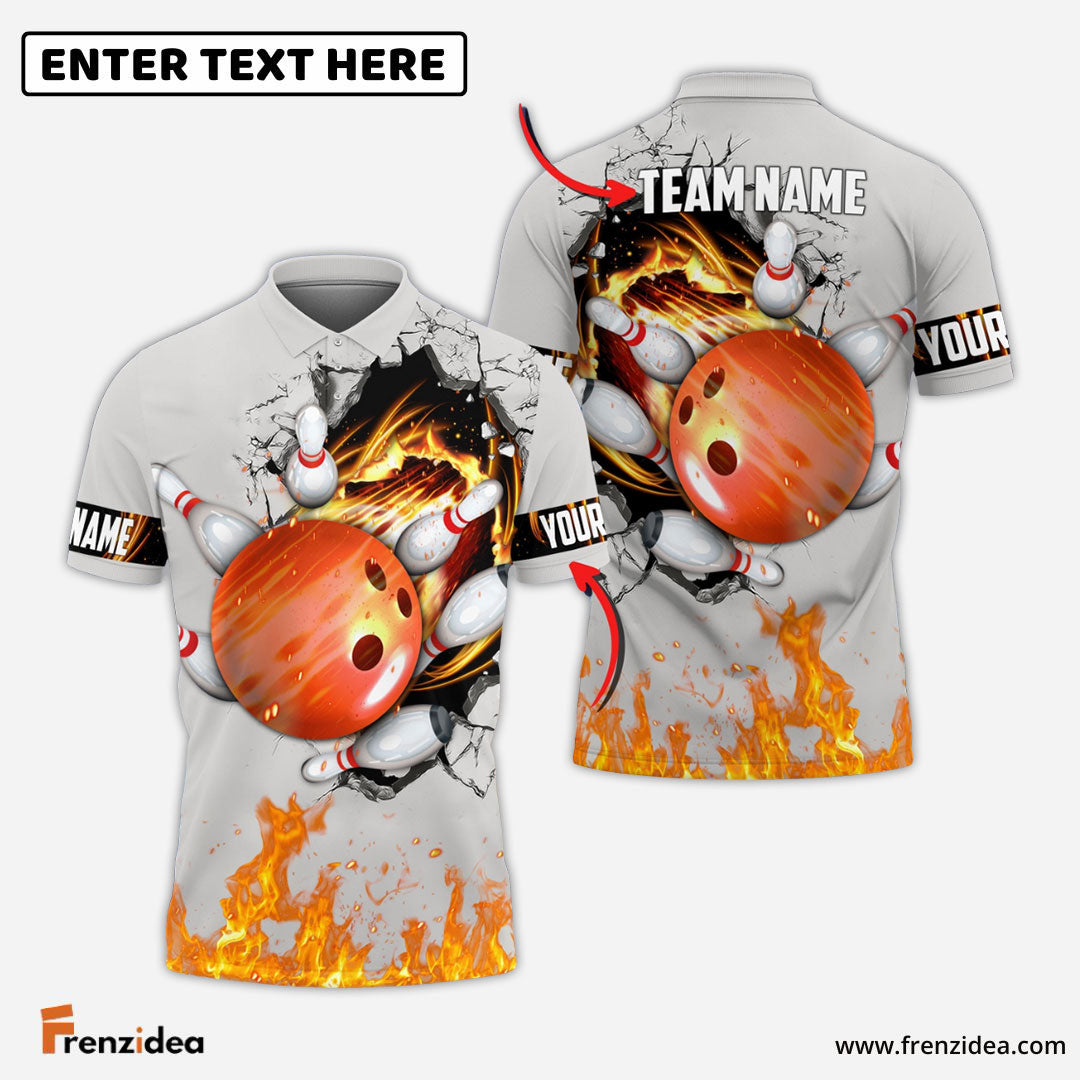 Frenzidea Bowling And Pins Break Multicolor Customized Name 3D Shirt