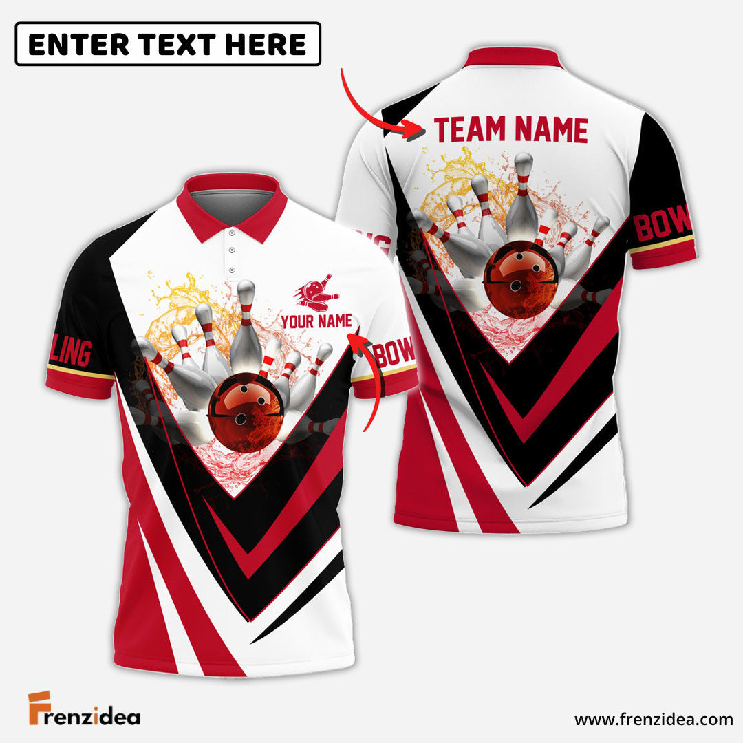 Frenzidea Water Bowling And Pins Multicolor Customized Name 3D Shirt