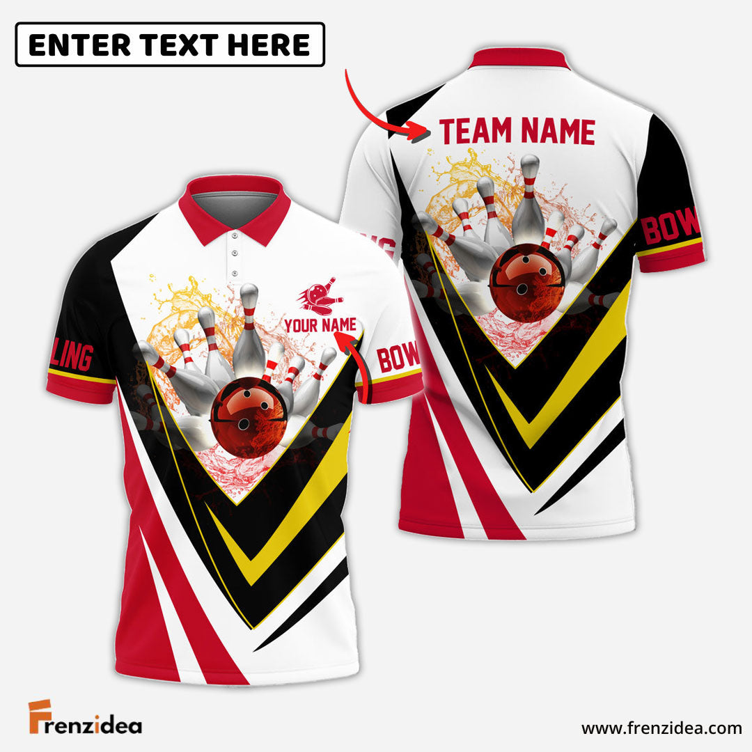 Frenzidea Water Bowling And Pins Multicolor Customized Name 3D Shirt