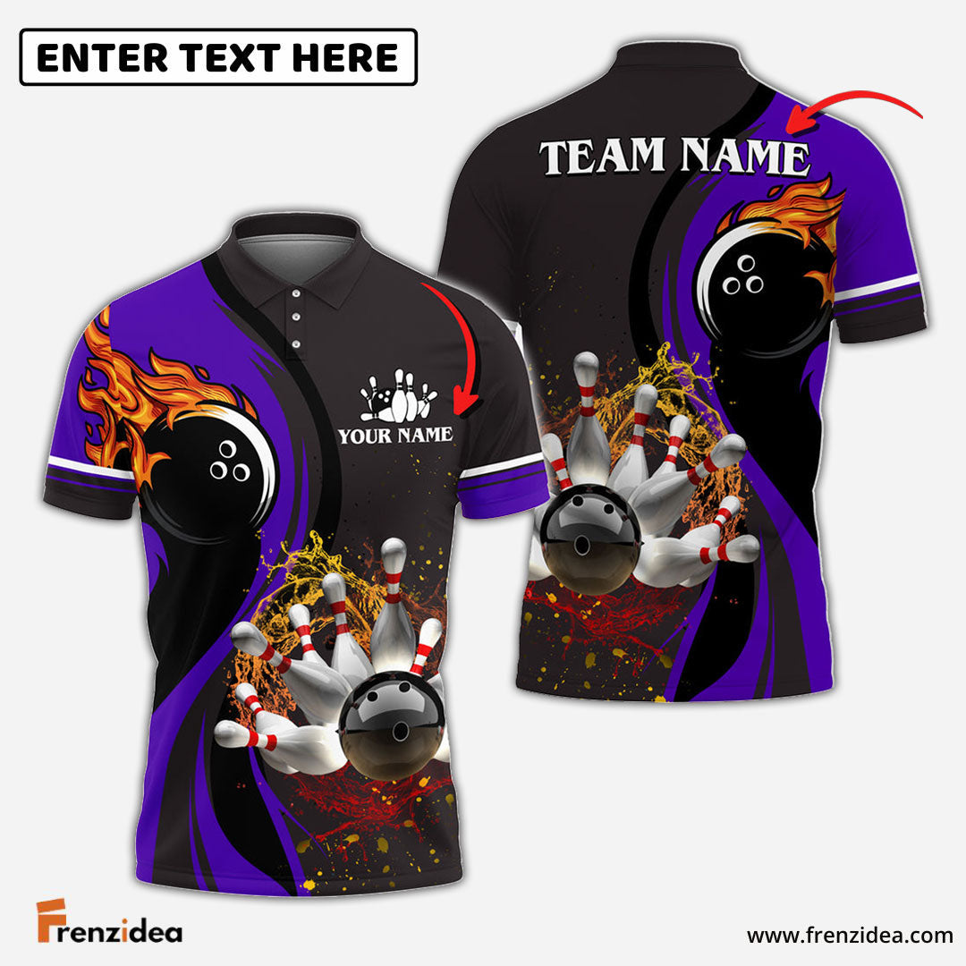 Frenzidea Bowling And Pins Water Flow Multicolor Option Customized Name 3D Shirt