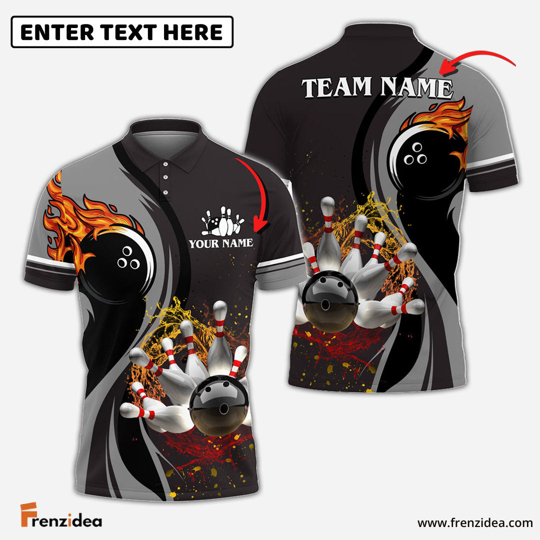 Frenzidea Bowling And Pins Water Flow Multicolor Option Customized Name 3D Shirt