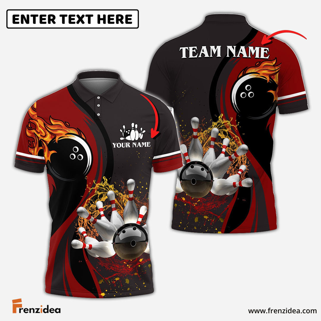Frenzidea Bowling And Pins Water Flow Multicolor Option Customized Name 3D Shirt