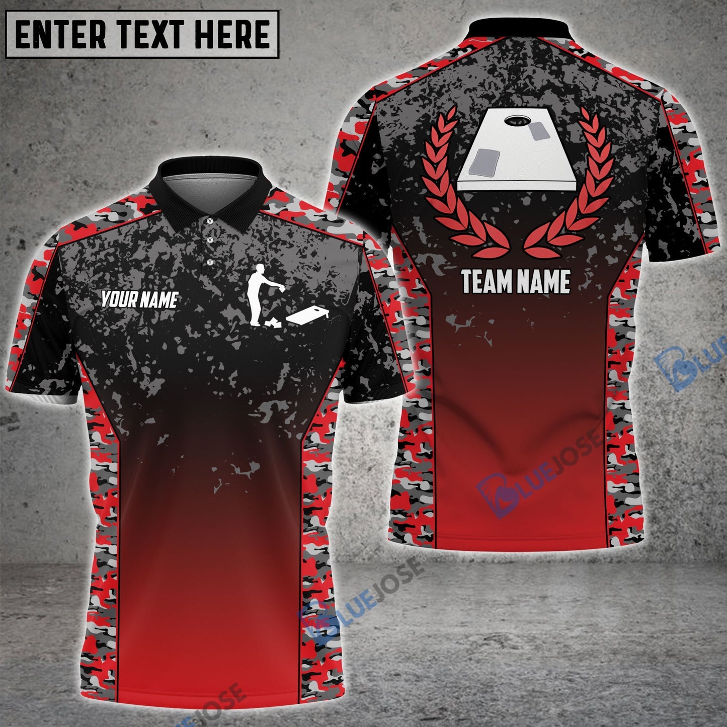 Frenzidea Cornhole Red Camouflage Custom Cornhole Shirts