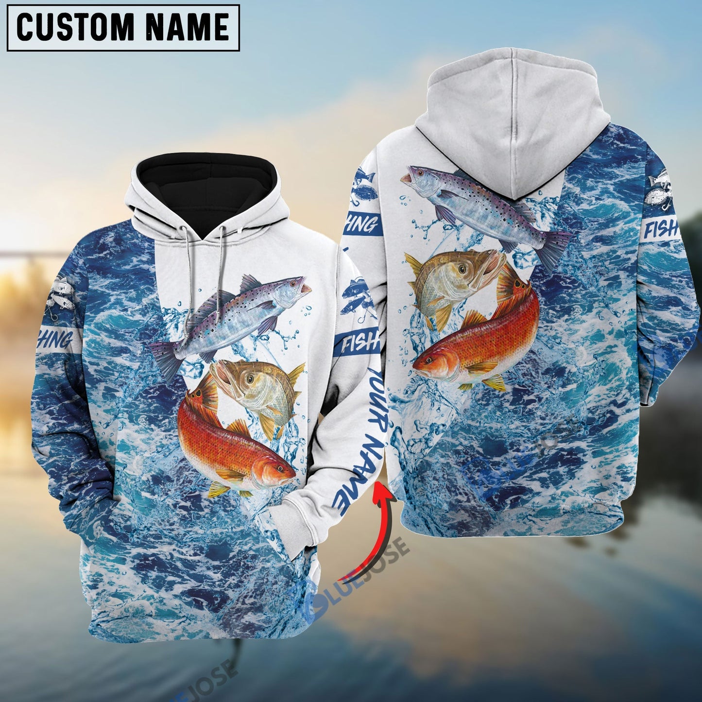 Frenzidea Inshore Slam Redfish, Trout, Snook Customize Name 3D Shirts