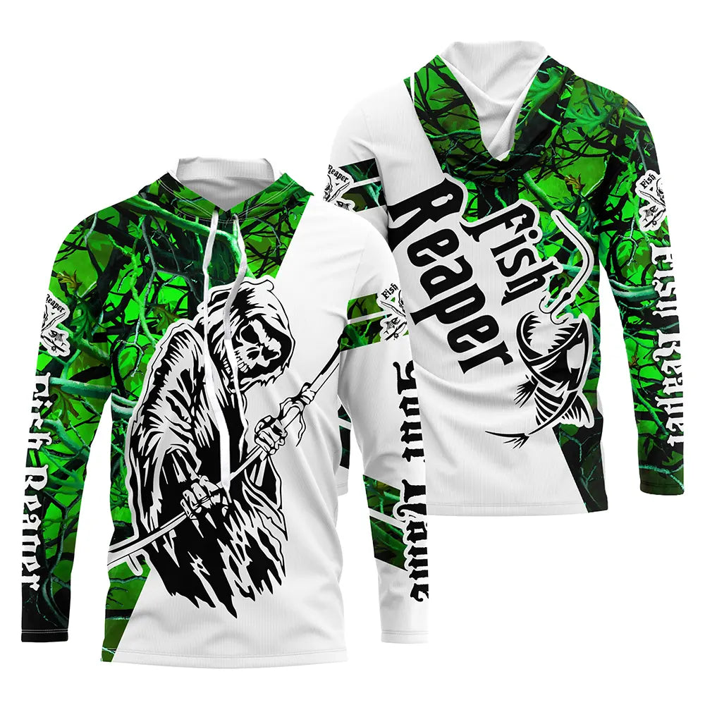 Frenzidea Halloween Fish Reaper Green Camo Custom Name Long Sleeve