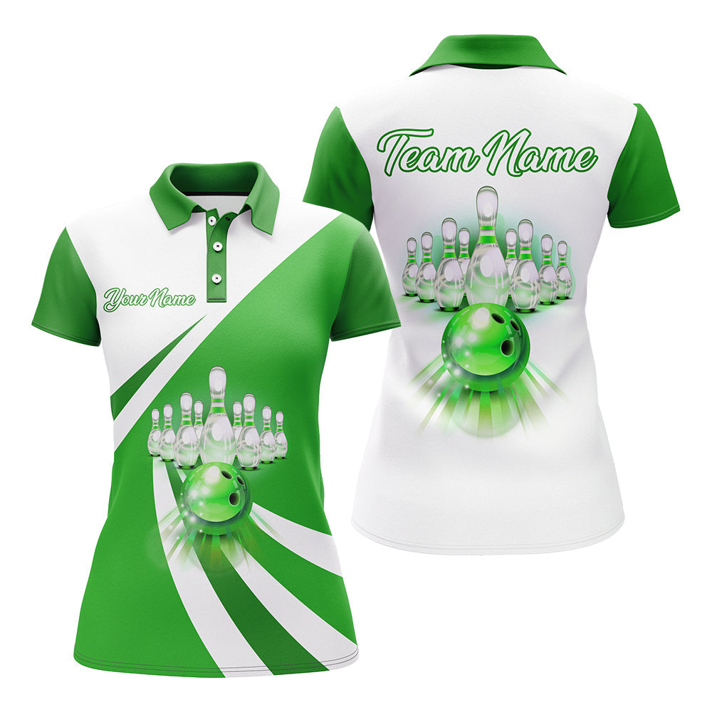 Frenzidea Green Ladies Bowling Premium Customized Name 3D Shirt For Women