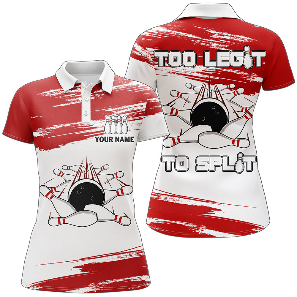 Frenzidea Red & White Bowling Too Legit Too Split Premium Customized Name 3D Shirt For Women