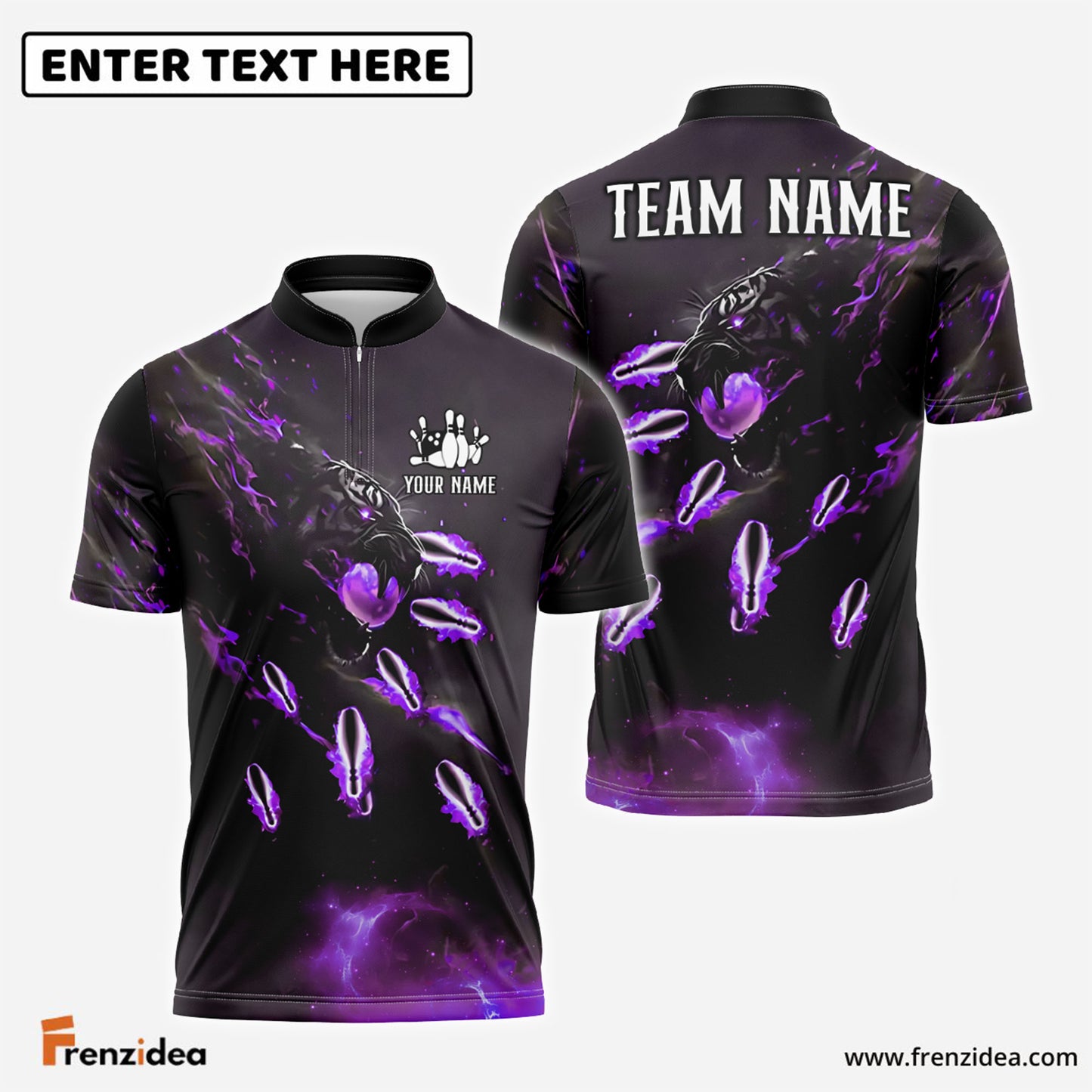 Frenzidea Bowling And Pins Tiger Fire Pins Pattern Personalized Name Team Name 3D Shirt ( 4 Colors )