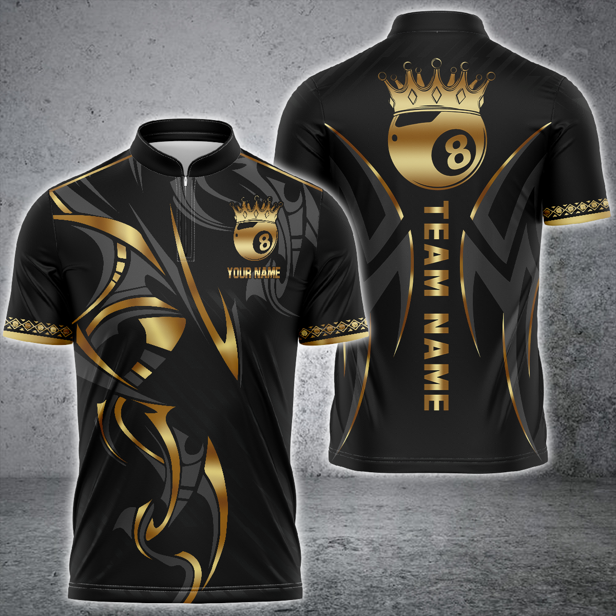Frenzidea Billiards Ball 8 Crown Personalized Name, Team Name Unisex Shirt ( 4 Colors )