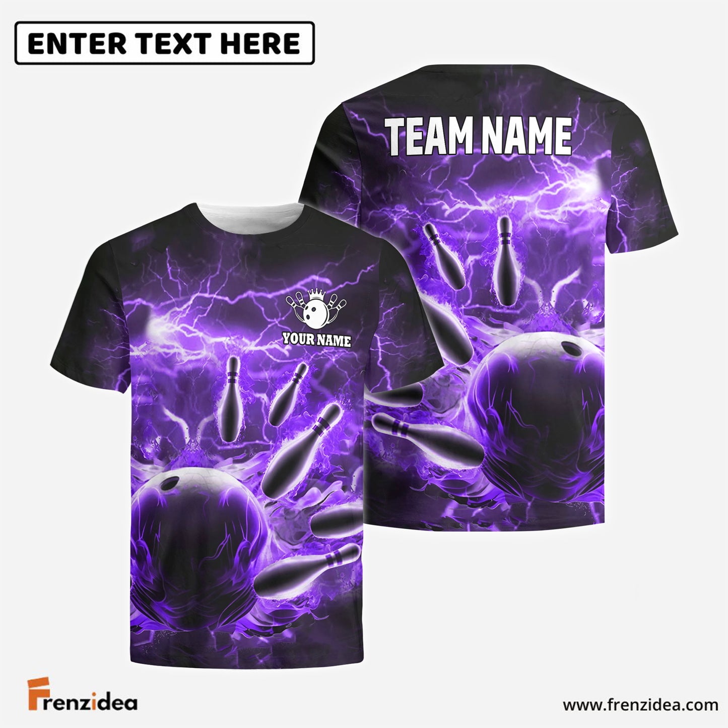 Frenzidea Personalized Name and Team Name Thunder Color Bowling Player Multicolor 3D Shirt