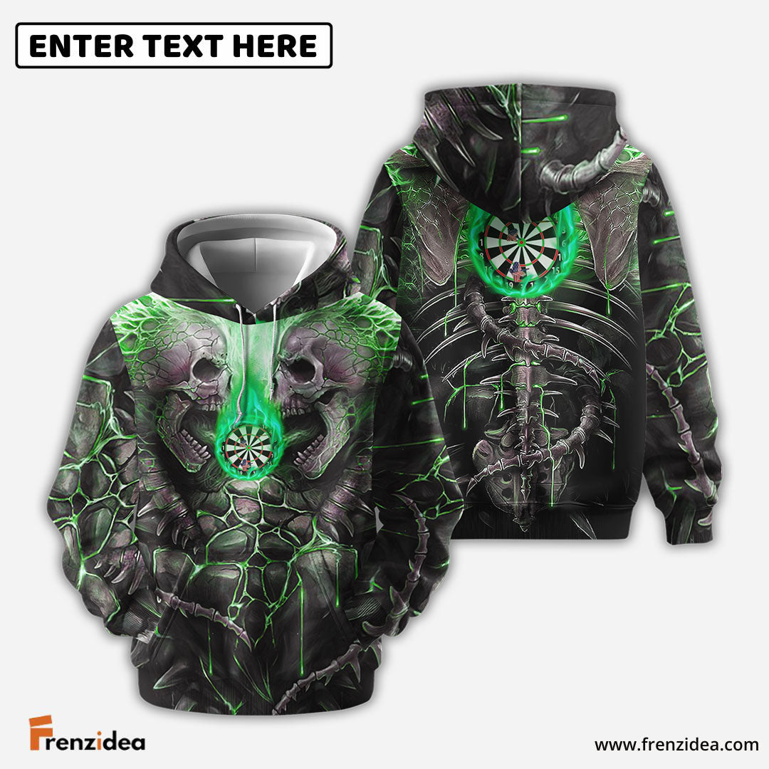 Frenzidea Dart Skull Green Personalized Name 3D Shirt