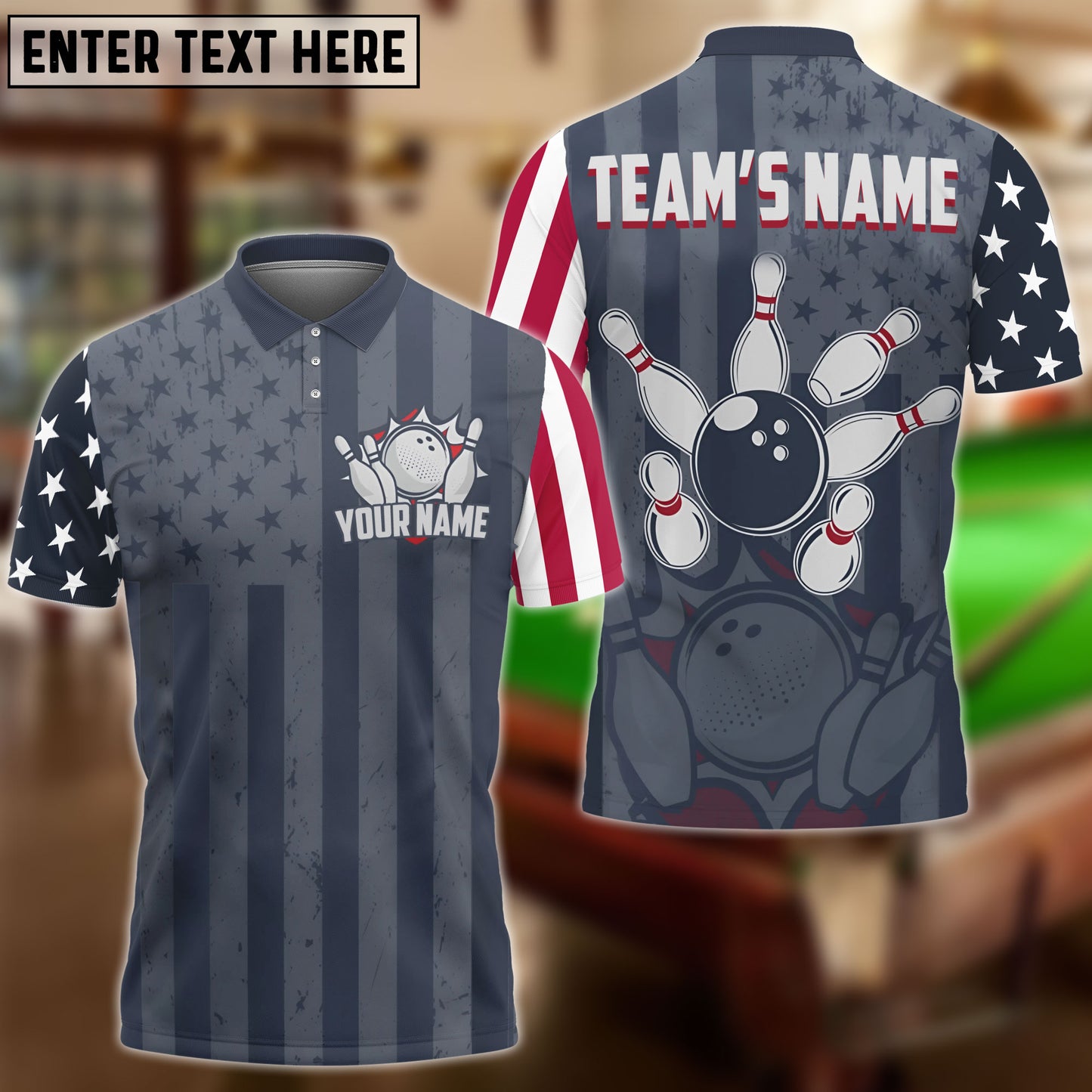 Frenzidea Bowling Shirts US Flag 3D Shirt