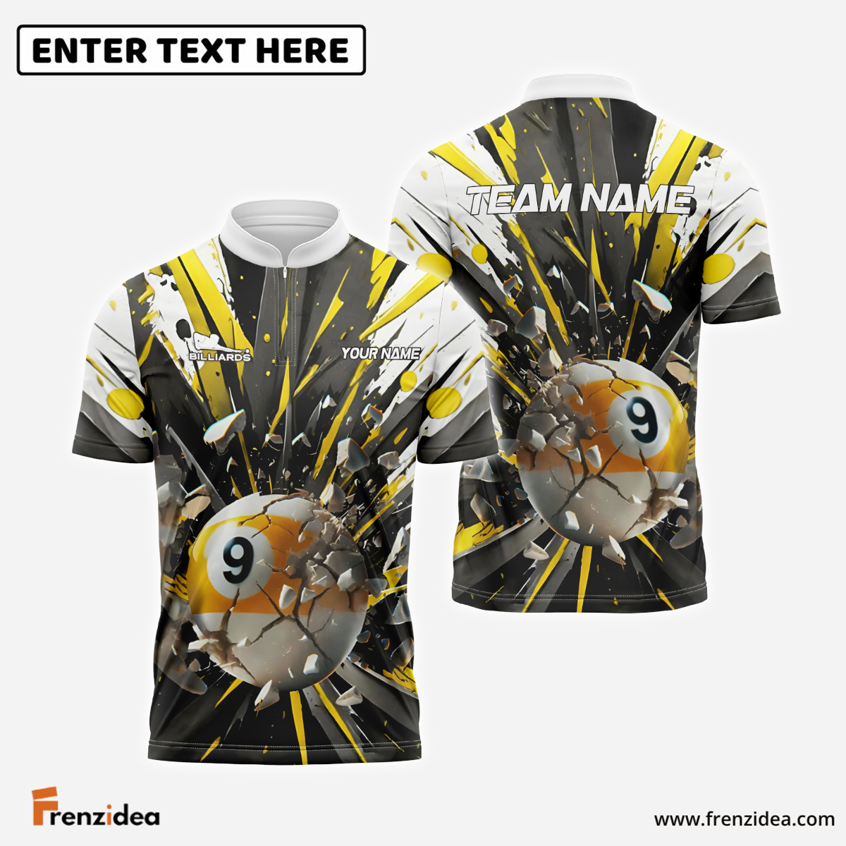 Frenzidea Billiards Ball 9 Breaking Bad Personalized Name Shirt (4 Colors)