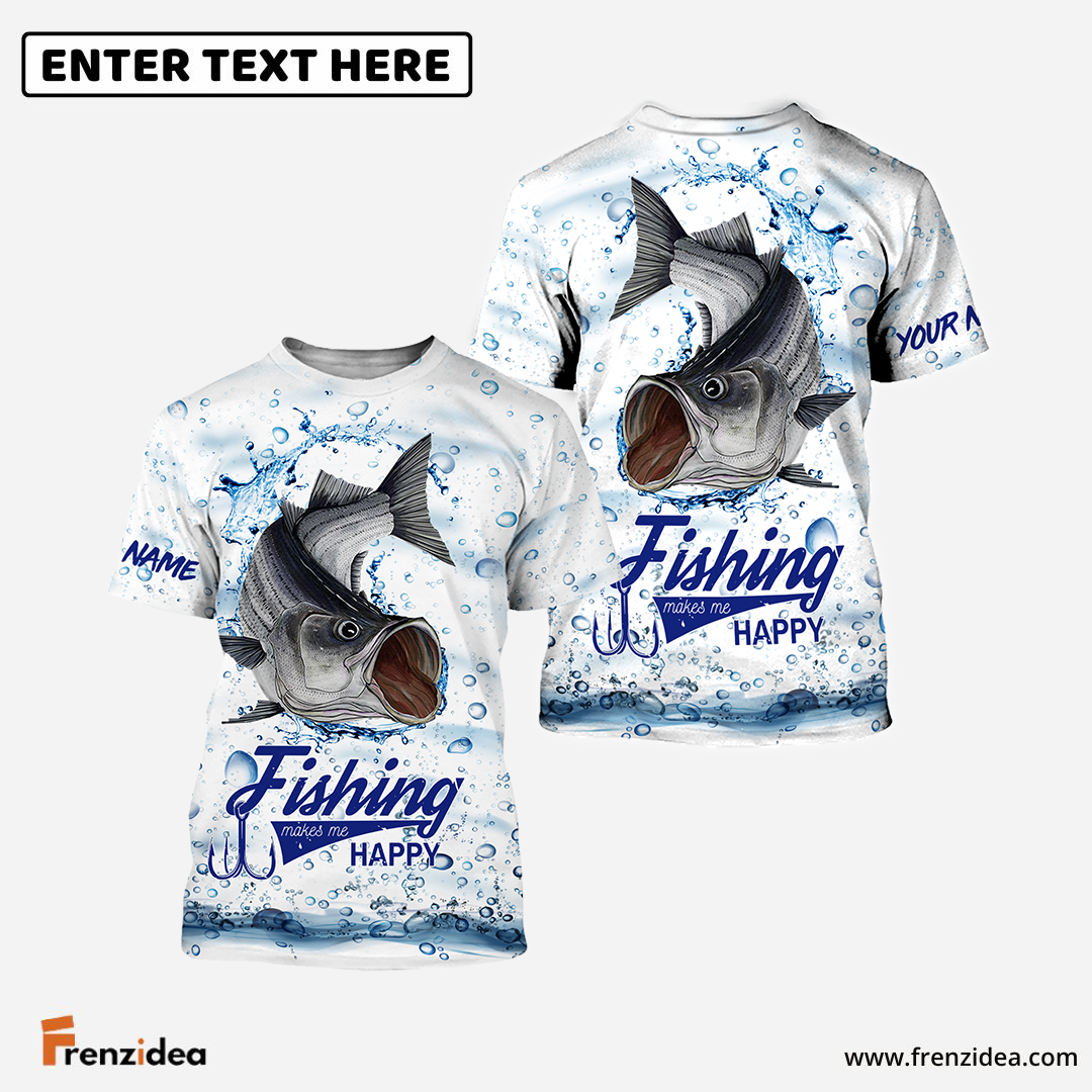 Frenzidea Customize Name Striped Bass Fishing 3D Shirts