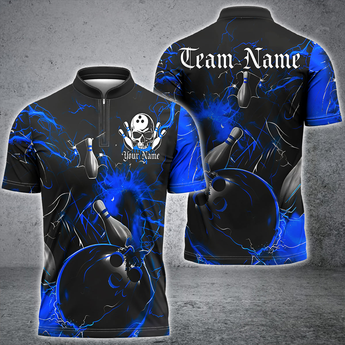 Frenzidea Gear With Skull-Themed Bowling Personalized Name, Team Name 3D Shirt (4 Colors)