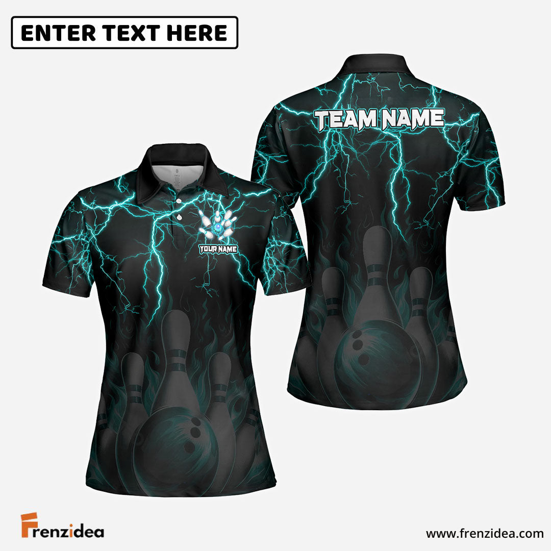 Frenzidea Bowling And Pins Thunder Storm Pattern Customized Name 3D Shirt (4 Colors)