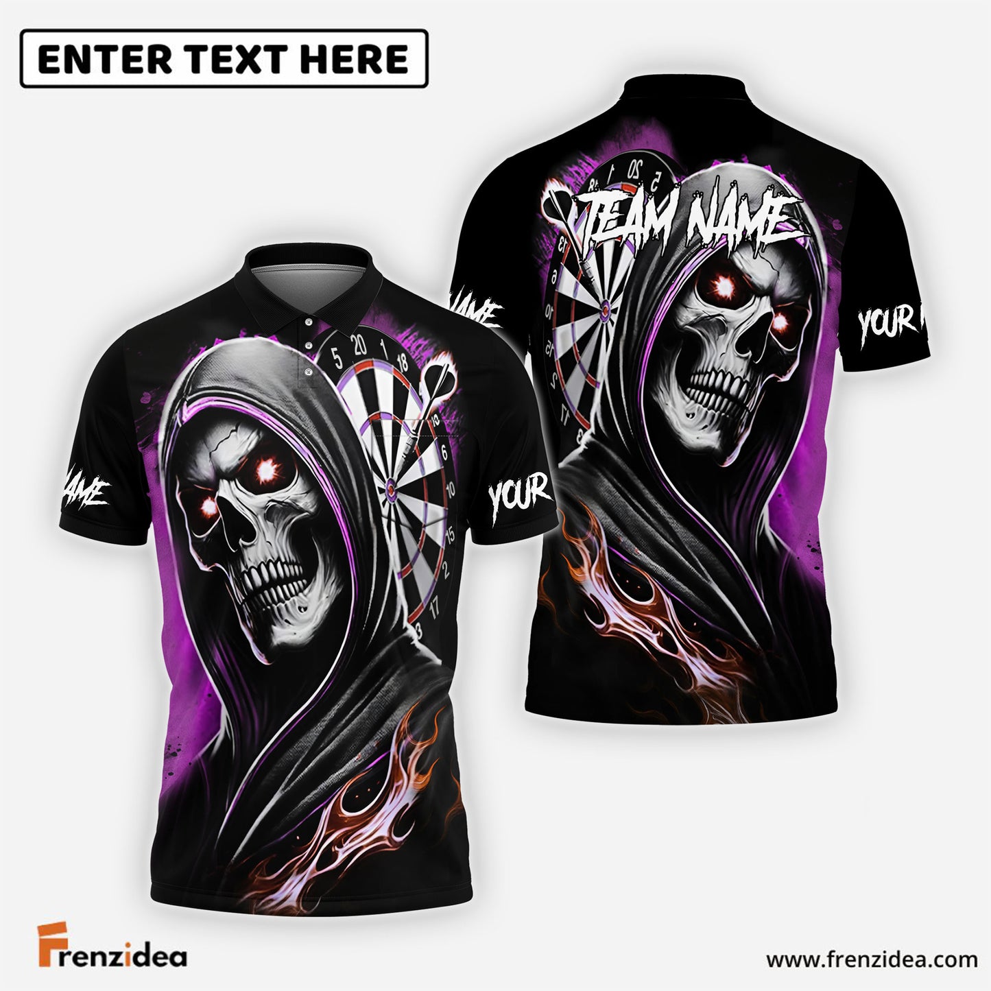 Frenzidea Darts Skull Paint Color Multicolor Options Personalized Name Shirt (4 Colors)