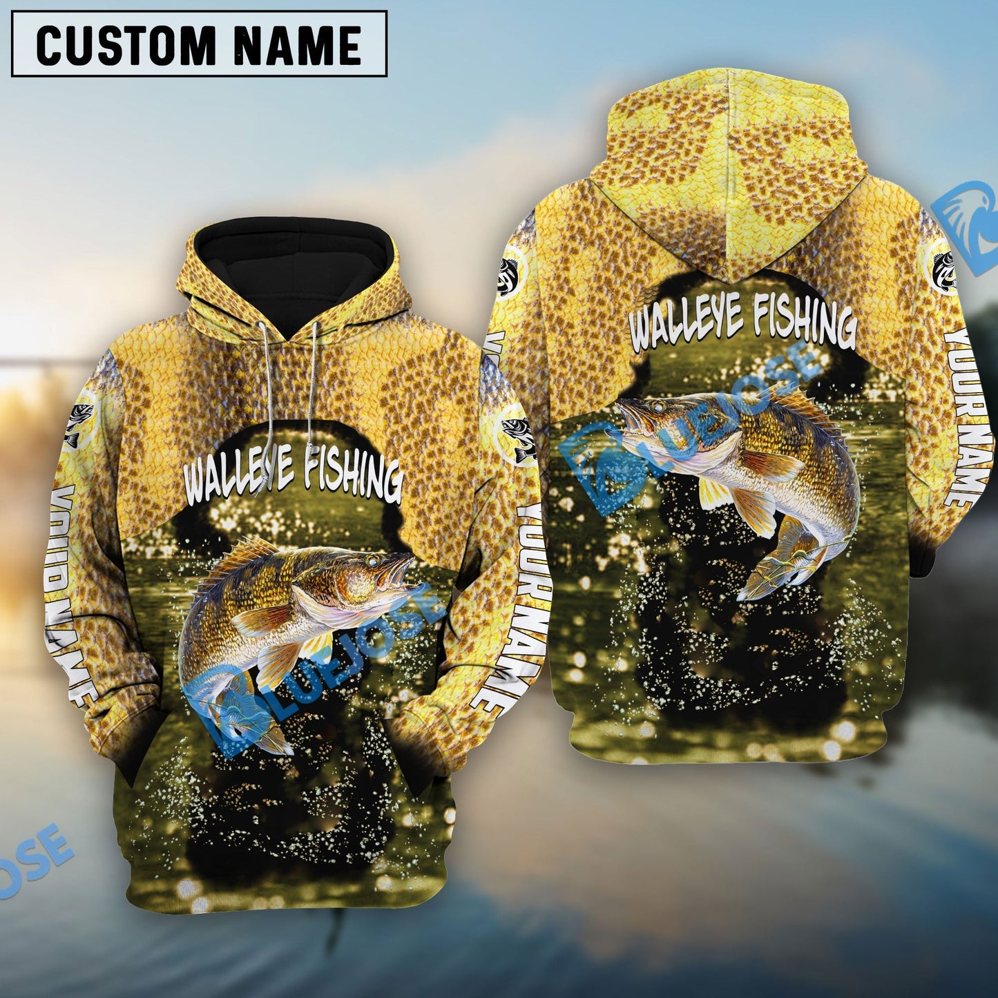 Frenzidea Walleye Fishing Skin Custom Long Sleeve Performance Fishing Long Sleeves