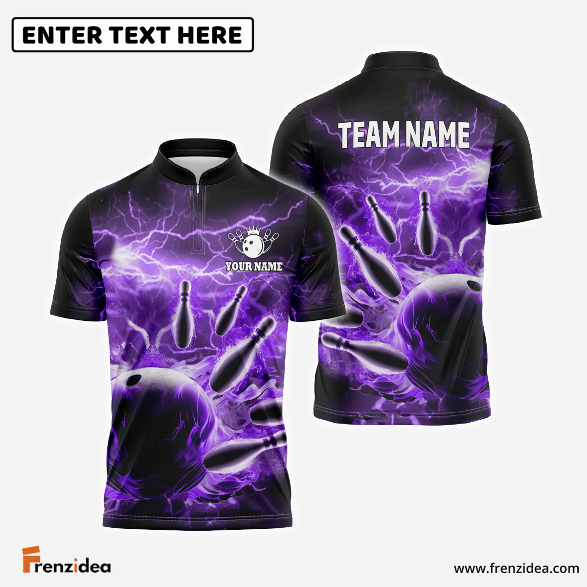 Frenzidea Personalized Name and Team Name Thunder Color Bowling Player Multicolor 3D Shirt