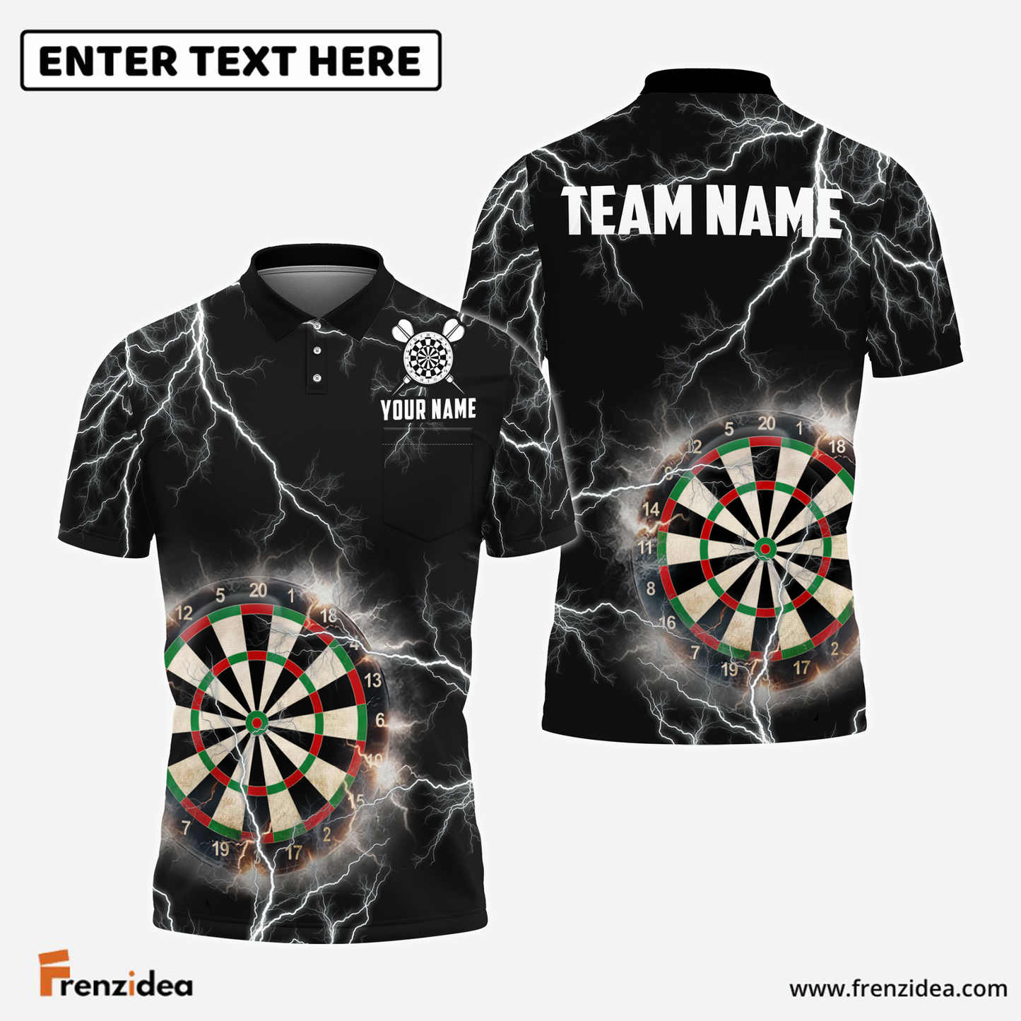 Frenzidea Darts Thunder Lightning Personalized Name And Team Name Shirt