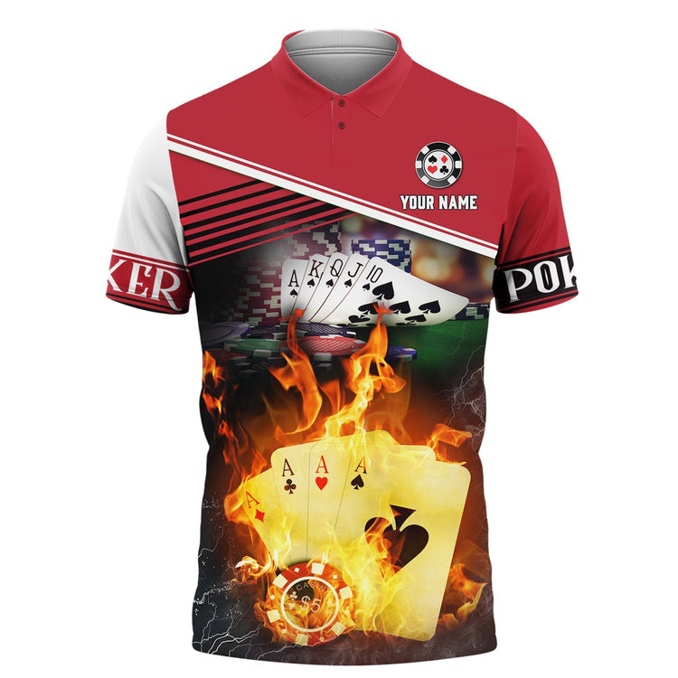Frenzidea Love Poker Personalized Name 3D Polo Shirt