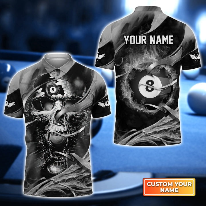 Frenzidea Billiard Skull Personalized Name Unisex Polo Shirt