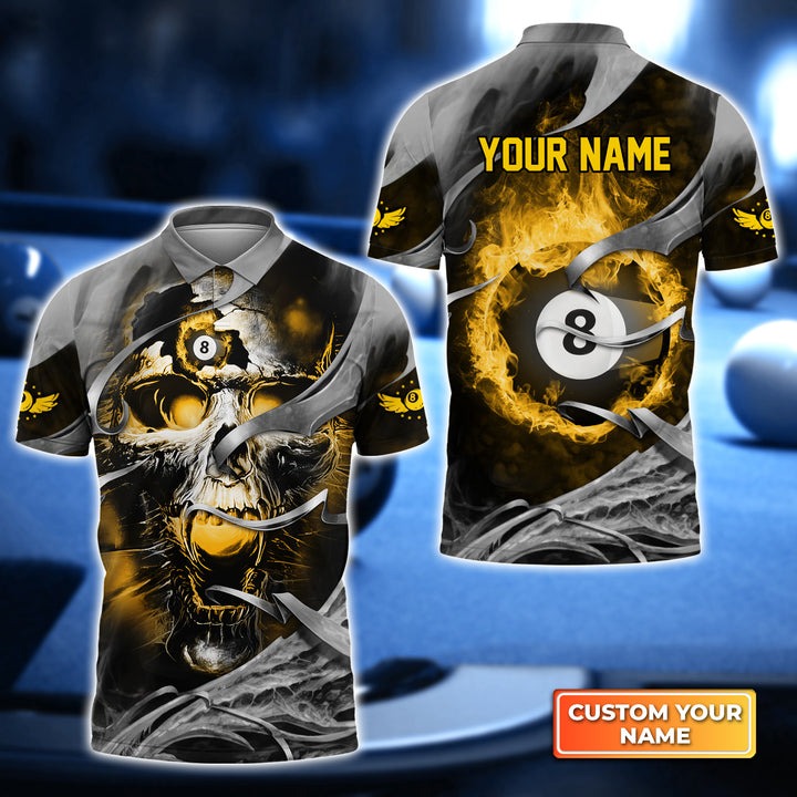 Frenzidea Billiard Skull Personalized Name Unisex Polo Shirt