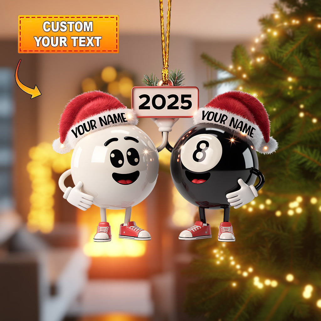 Frenzidea Couple Pool Balls Christmas Ornament 2025