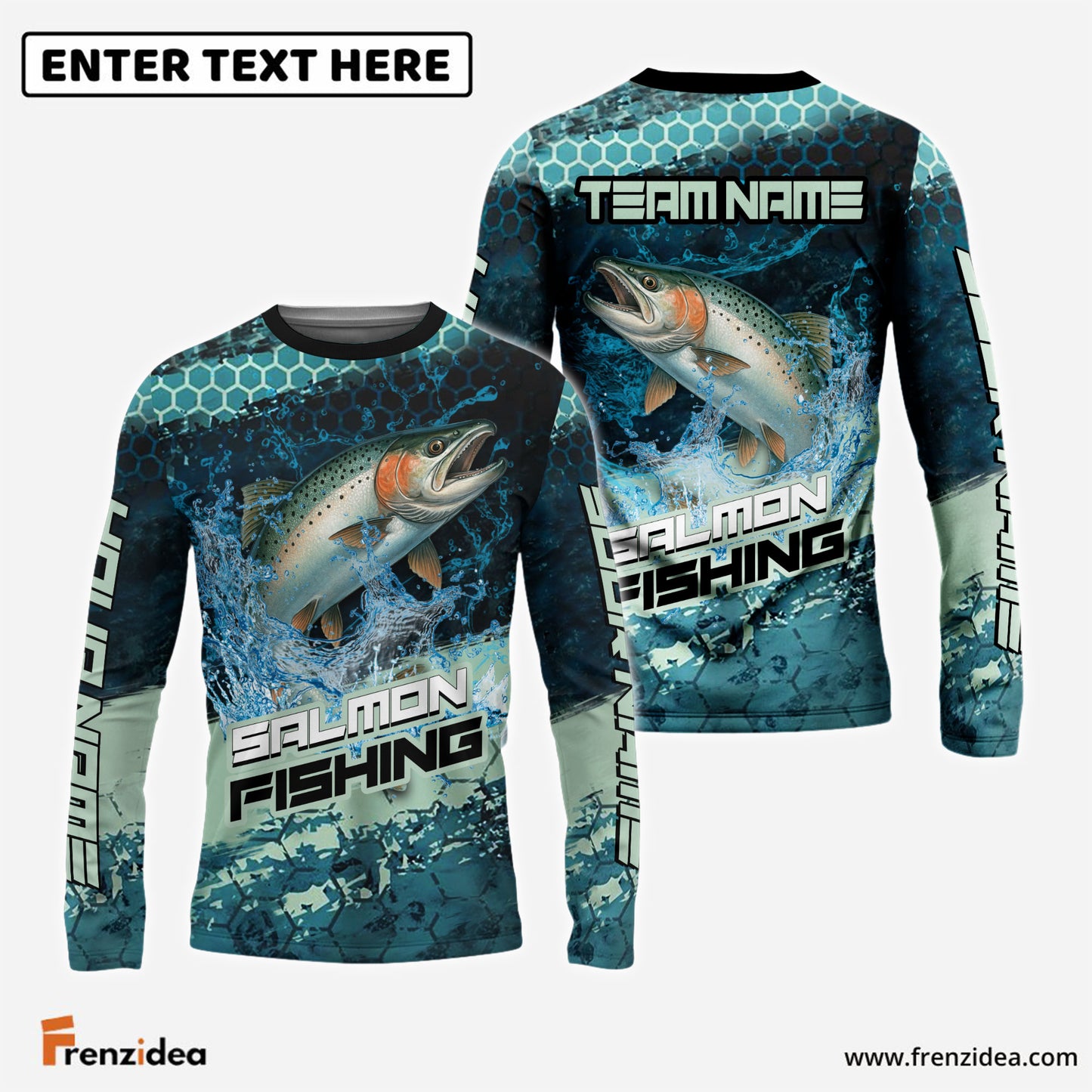 Frenzidea Salmon Fishing Aqua Strike Custom Name & Team Name 3D Shirts