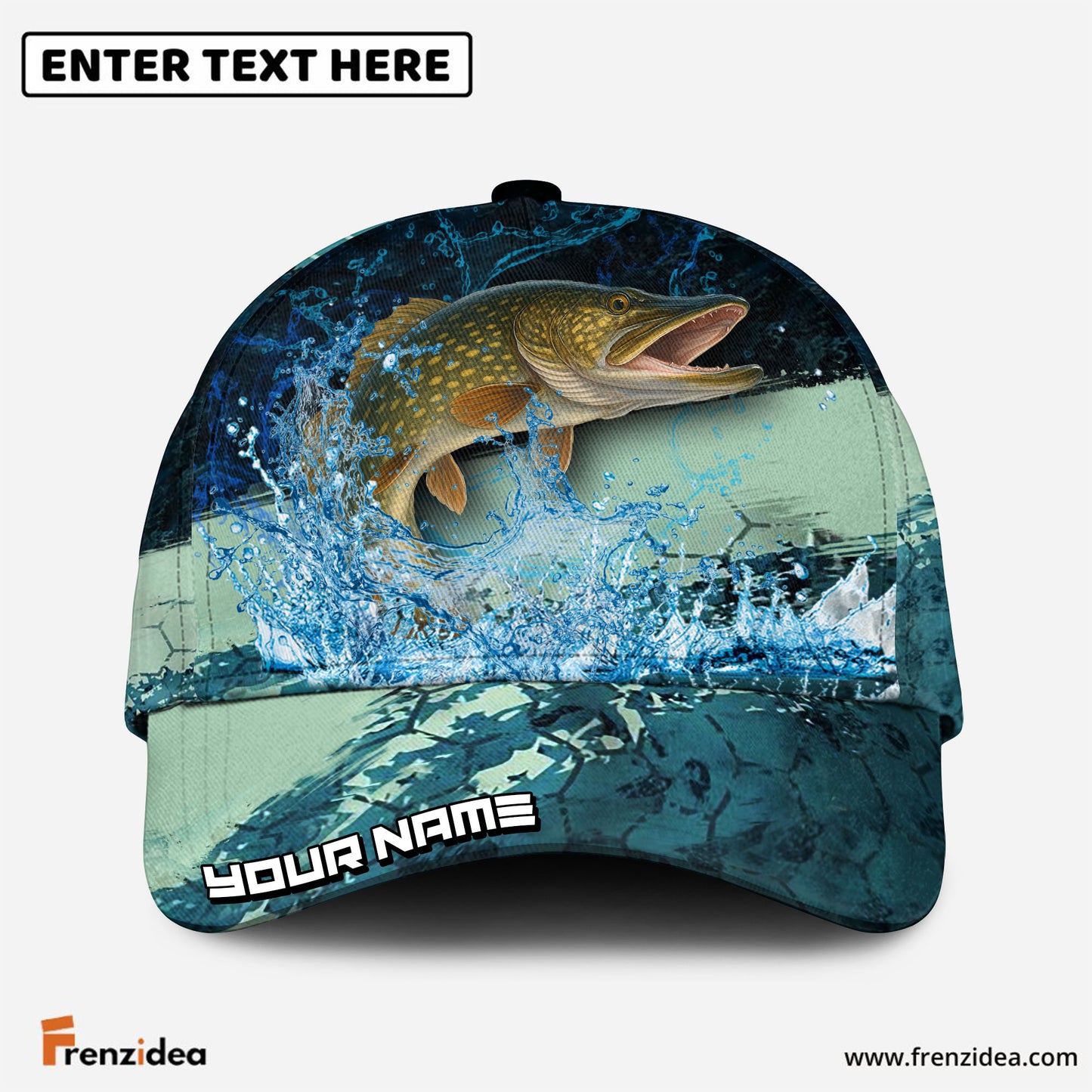 Frenzidea Pike Fishing Aqua Strike Personalized Cap